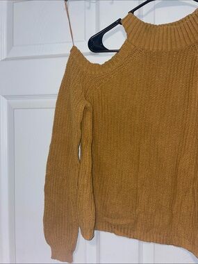 Women’s Cold-Shoulder Knit Sweater in Mustard